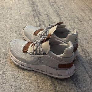 On Cloudnova Running Sneakers in White and Tan